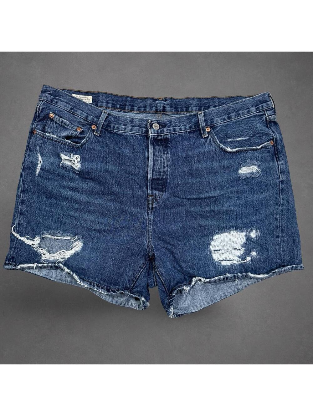 Levi’s 501 Distressed Cutoff Denim Shorts 18W Dark Wash